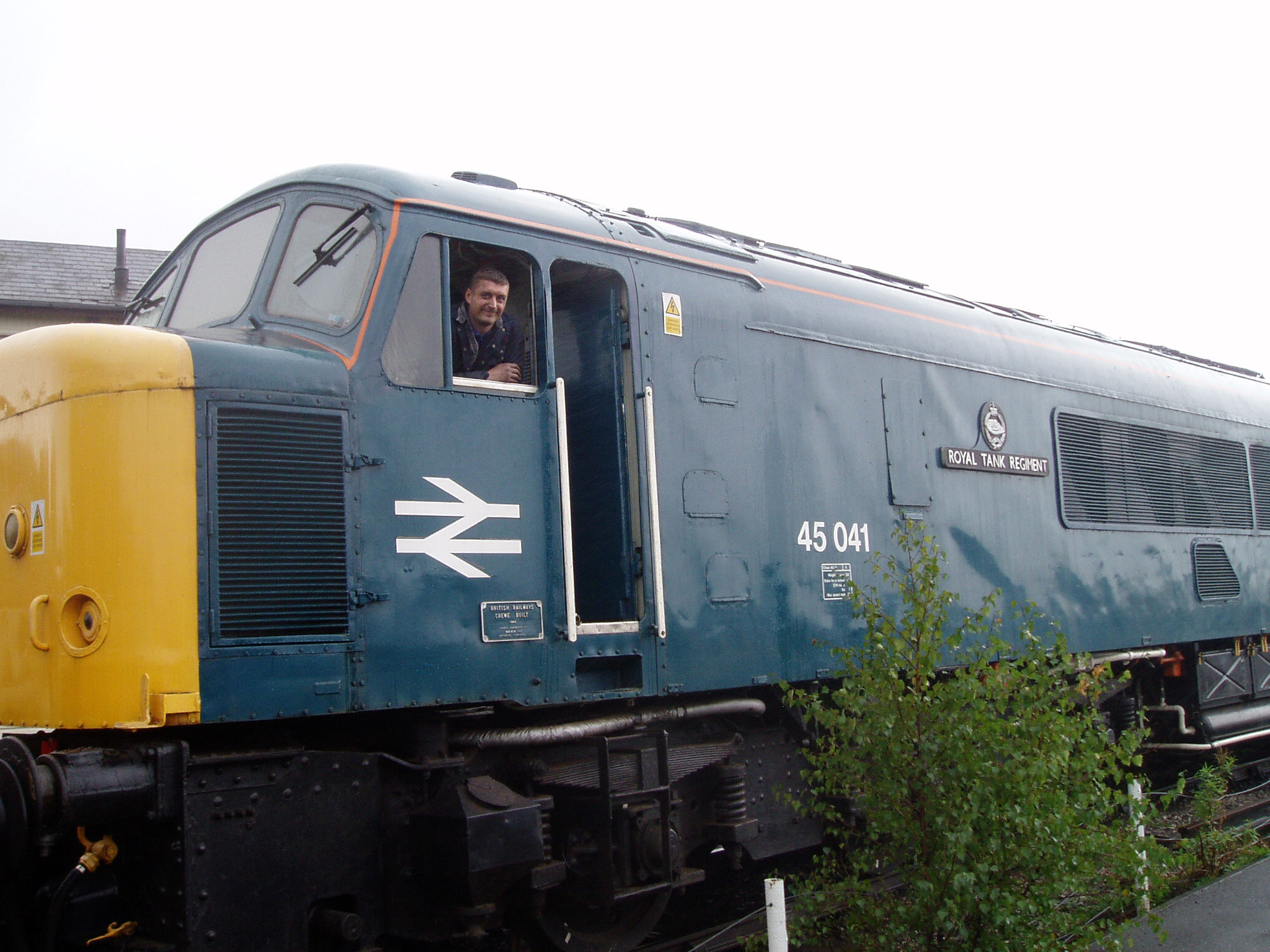 The loco's driver posing whilst working the loco at The Midland Railway Centre